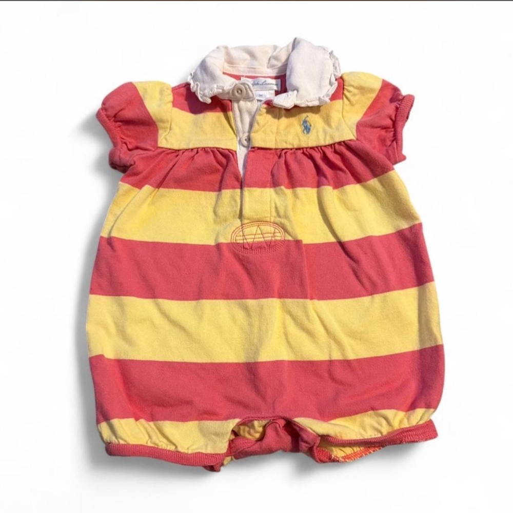 Ralph Lauren Baby Romper in Pink and Yellow